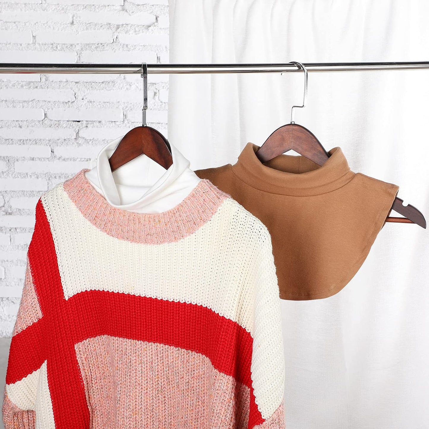 6 Pcs Women Fake Collar Detachable Dickey Collar Solid Turtleneck Mock Turtleneck Dickey Half Blouse Neckband V1258-DP02-C-2212