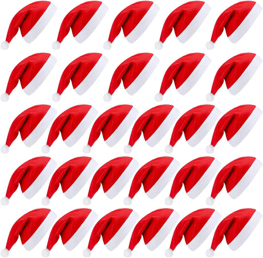 28 Pieces Christmas Red Santa Hat Xmas claus Santa plush Hat Non-woven Fabric costume hat for kids adult V1258-DP02-C-2222