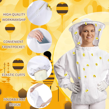 41 Pcs Halloween Beekeeper Costume Set Include 1 Beekeeper Set 20 Felt Bee 20 Round Tape for Cosplay(Large) V1258-DP02-C-2225