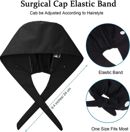4 Pieces Bouffant Scrub Caps Adjustable Button Sweatband Hats Tie Back Hats for Women Men V1258-DP02-C-2234
