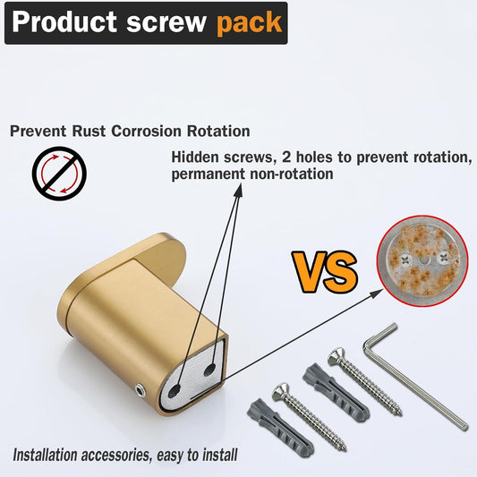 Champagne Bronze Towel Hooks for Bathrooms Wall Mount Coat Hooks SUS304 Stainless Steel Hand Towel Robe V1258-DP02-C-2238