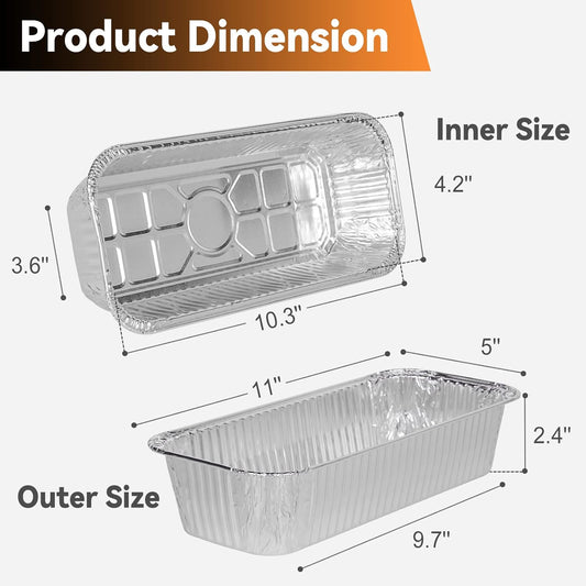 20-Pack Grill Drip Pans for Weber SmokeFire, Summit, Genesis Series, 11 x 5 Inch Disposable Aluminum Foil V1258-DP02-C-226
