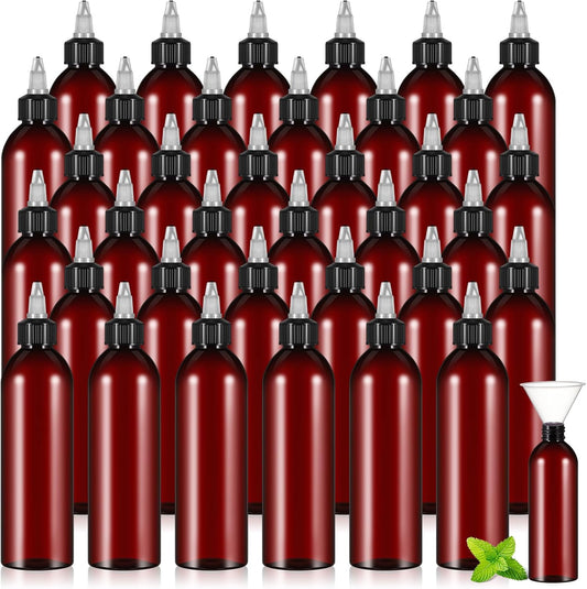 36 Pcs 8 oz Squeeze Bottle Twist Top Applicator Bottles Empty Hair Oil Bottle with Funnels Refillable Amber V1258-DP02-C-2261