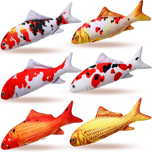6 Pcs 12 Inch Fish-Shaped Soft Cat Cushions Pillow Realistic Pet Carp Play Pillow for Cats Birthday V1258-DP02-C-2268