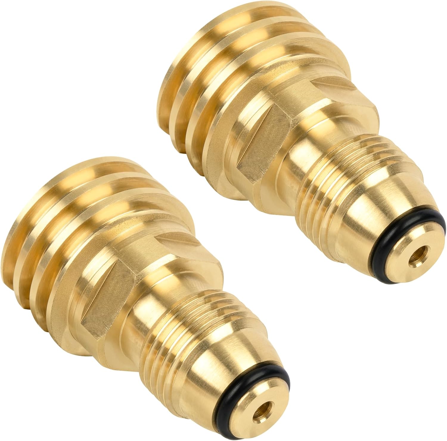 POL to QCC1 Propane Tank Adapter - Old to New, 100 lb LP Tank Valve to Type-1 Fitting, Solid Brass, 2 Pack V1258-DP02-C-227