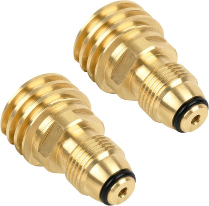 POL to QCC1 Propane Tank Adapter - Old to New, 100 lb LP Tank Valve to Type-1 Fitting, Solid Brass, 2 Pack V1258-DP02-C-227