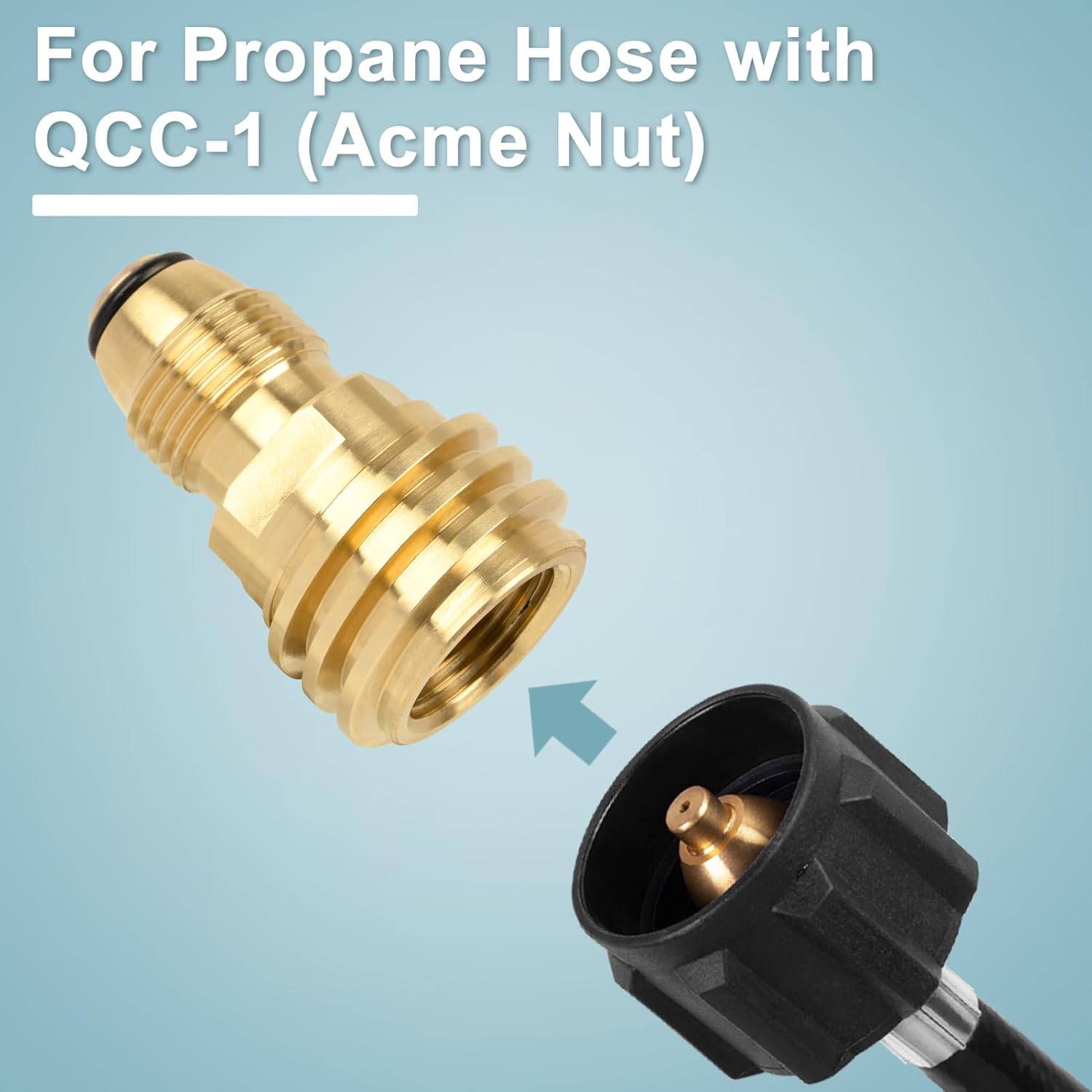 POL to QCC1 Propane Tank Adapter - Old to New, 100 lb LP Tank Valve to Type-1 Fitting, Solid Brass, 2 Pack V1258-DP02-C-227