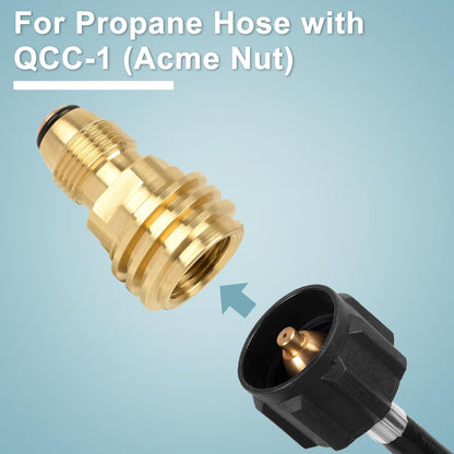 POL to QCC1 Propane Tank Adapter - Old to New, 100 lb LP Tank Valve to Type-1 Fitting, Solid Brass, 2 Pack V1258-DP02-C-227