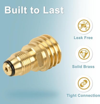 POL to QCC1 Propane Tank Adapter - Old to New, 100 lb LP Tank Valve to Type-1 Fitting, Solid Brass, 2 Pack V1258-DP02-C-227