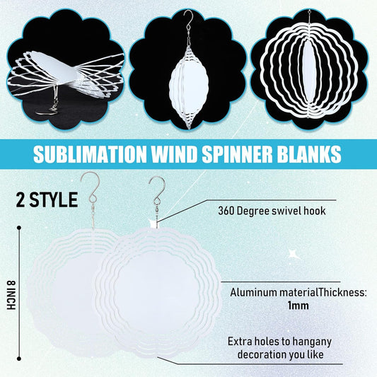 16 Pack 8 Inch Sublimation Wind Spinner Blanks 3D Aluminum Wind Spinners Hanging Wind Spinners DIY Crafts V1258-DP02-C-2286
