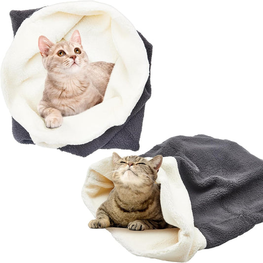 2 Pcs Cat Bed Cave Cat Sleeping Bag Kitten Bed Sack pet Cave Warming Pad Sack PET Mat for Kitten Puppy Small V1258-DP02-C-2289