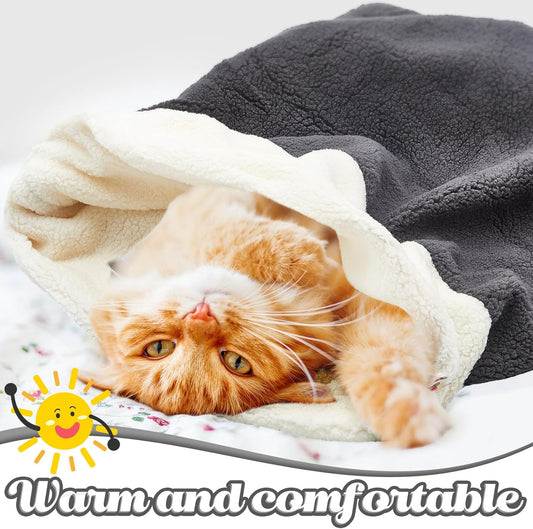 2 Pcs Cat Bed Cave Cat Sleeping Bag Kitten Bed Sack pet Cave Warming Pad Sack PET Mat for Kitten Puppy Small V1258-DP02-C-2289