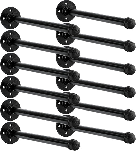 12 Set 12 Inch Industrial Pipe Clothing Rack with Screws Set Wall Mounted Industrial Pipe Clothes Bar Closet V1258-DP02-C-2291