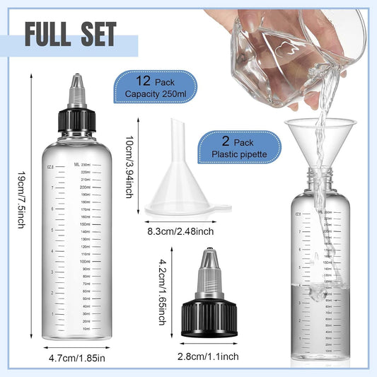 12 Pcs Twist Top Applicator Bottle 8 oz Hair Dye Bottle Hair Squeeze Bottle Applicator Hair Oil Container V1258-DP02-C-2294