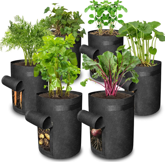 6 Pack BPA-Free 10 Gallon Vegetable Grow Bags with Access Flap and Handles, Suitable for Planting Potato, V1258-DP02-C-233