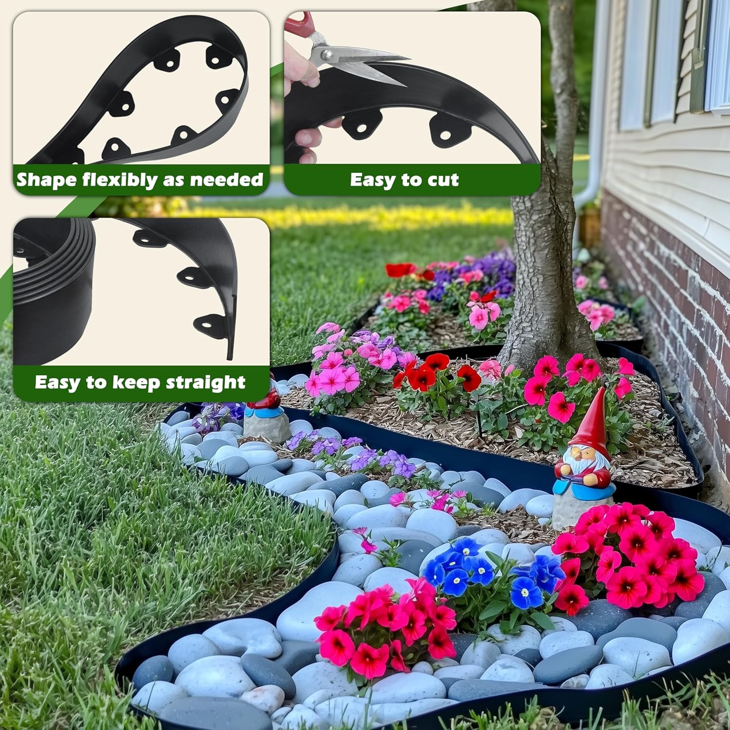 Landscape Edging Kit, 40-Foot Long, 3-Inch Tall, No Dig Garden Edging Border for Flower Beds, Tree Rings, V1258-DP02-C-234