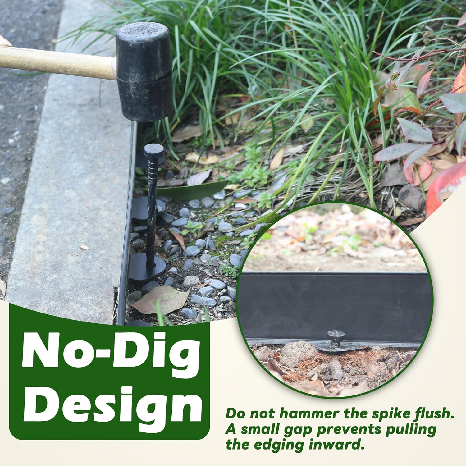 Landscape Edging Kit, 40-Foot Long, 3-Inch Tall, No Dig Garden Edging Border for Flower Beds, Tree Rings, V1258-DP02-C-234