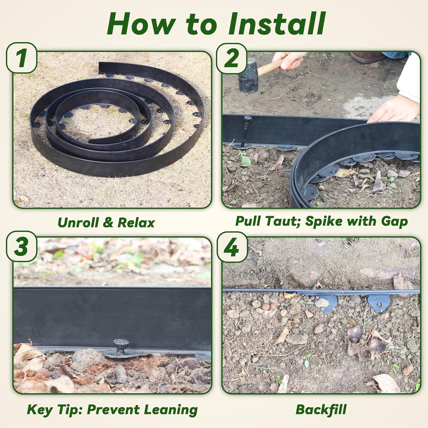 Landscape Edging Kit, 40-Foot Long, 3-Inch Tall, No Dig Garden Edging Border for Flower Beds, Tree Rings, V1258-DP02-C-234