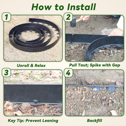 Landscape Edging Kit, 40-Foot Long, 3-Inch Tall, No Dig Garden Edging Border for Flower Beds, Tree Rings, V1258-DP02-C-234
