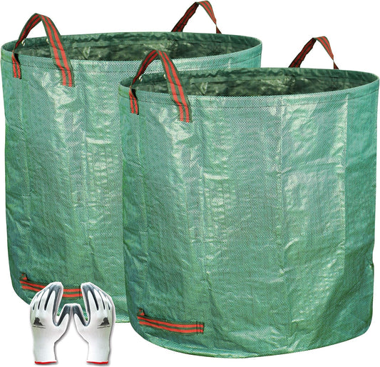 2-Pack 132 Gallon Yard Waste Bags, Reusable Heavy Duty Collapsible Garden Leaf Bags with Plastic Ring, V1258-DP02-C-236
