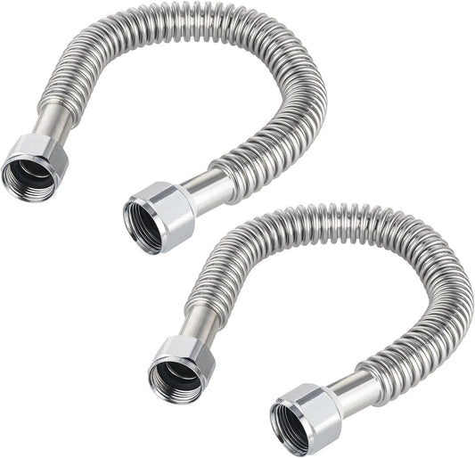 (Pack of 2) 24-inch 1" FIP X 1" FIP Flexible Stainless Steel Corrugated Hose Connector for Water Heater, V1258-DP02-C-2398