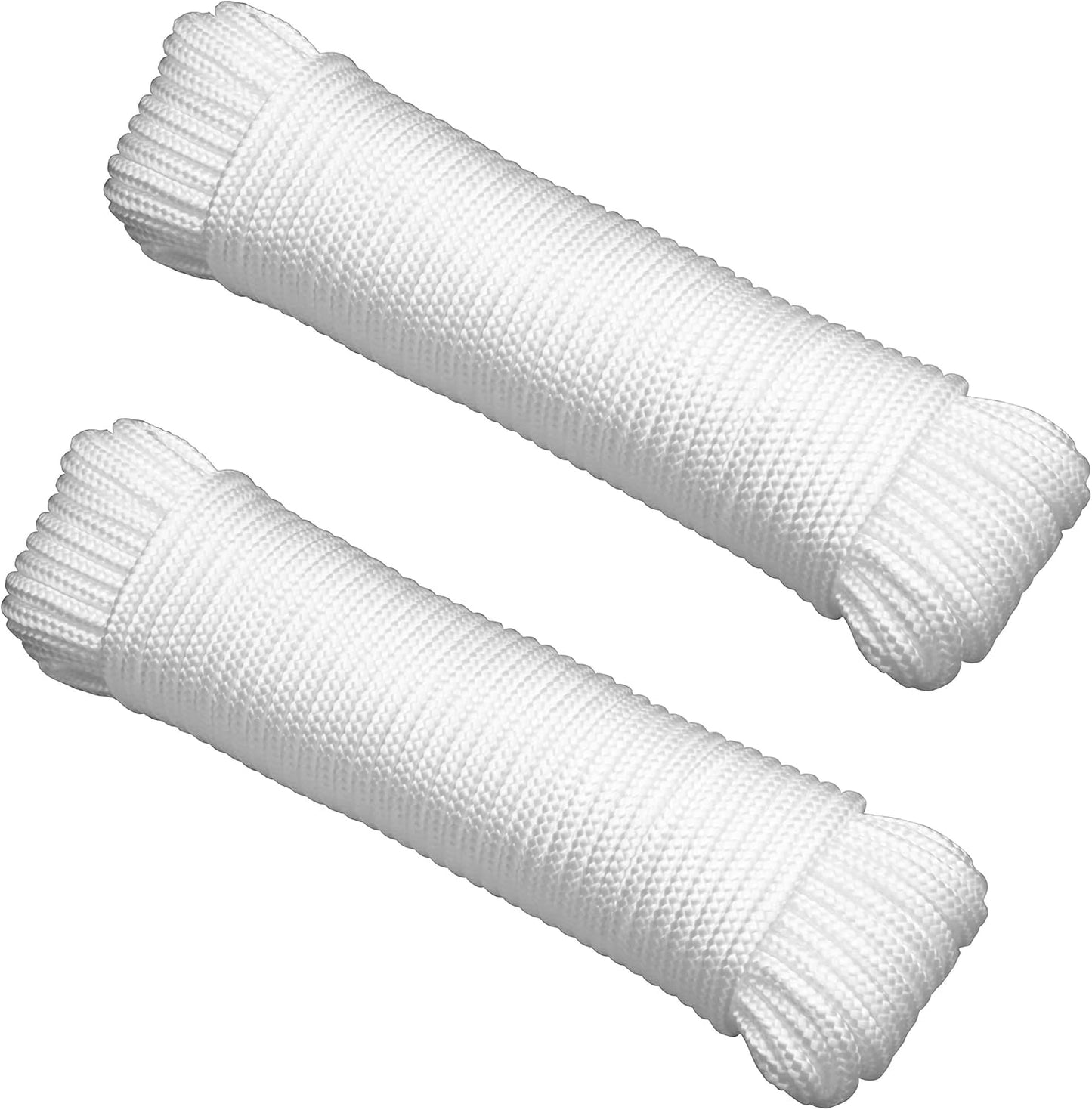 2-Pack 100' x 1/4" White Rope, UV Resistant Rope for Flag Pole, Clothes line, Camping Tent, Canoes, Tree Work V1258-DP02-C-242