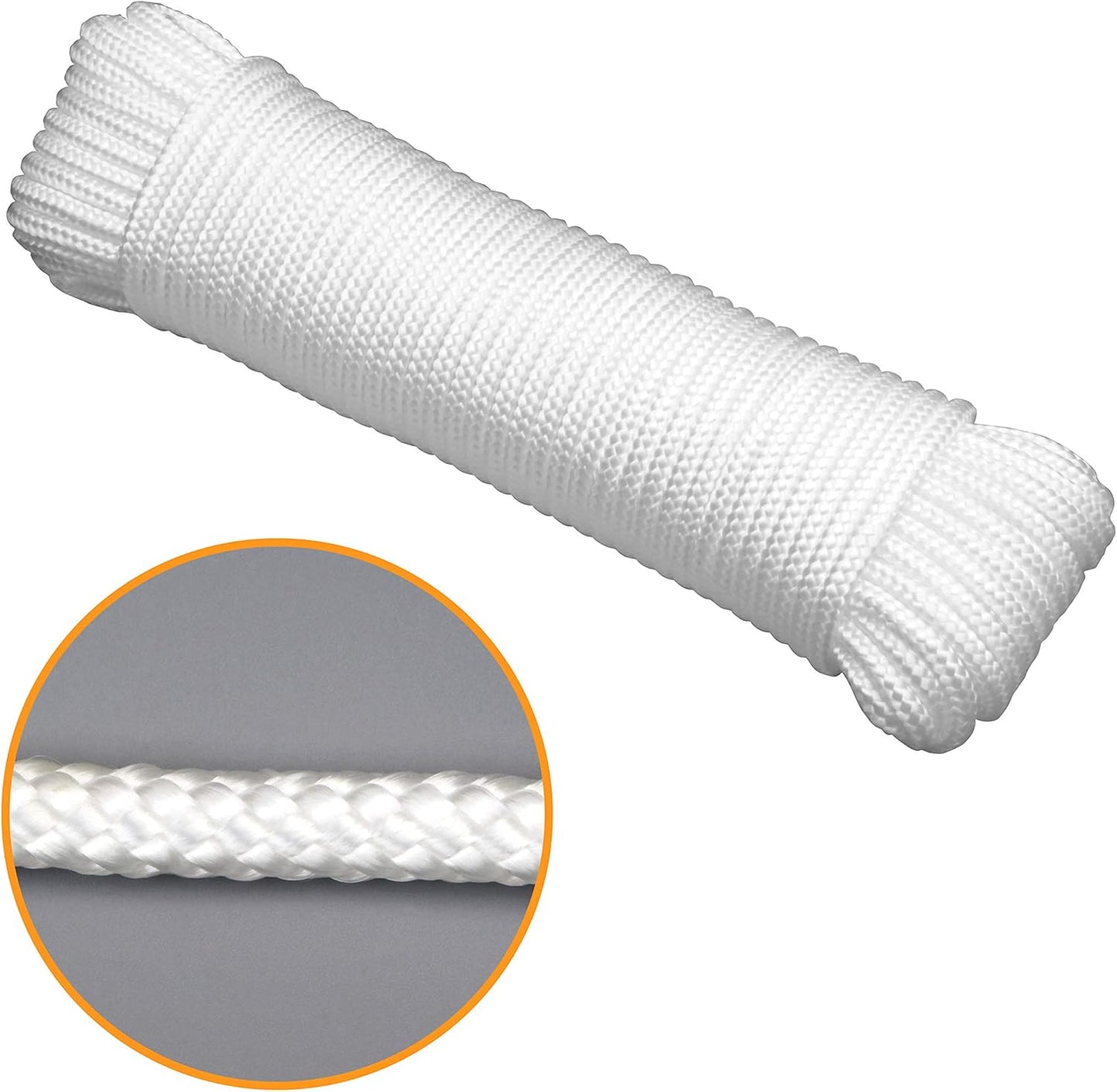2-Pack 100' x 1/4" White Rope, UV Resistant Rope for Flag Pole, Clothes line, Camping Tent, Canoes, Tree Work V1258-DP02-C-242