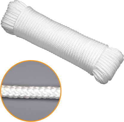 2-Pack 100' x 1/4" White Rope, UV Resistant Rope for Flag Pole, Clothes line, Camping Tent, Canoes, Tree Work V1258-DP02-C-242