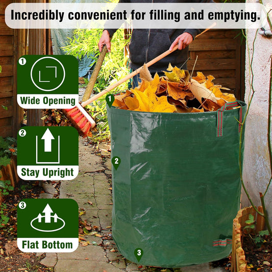 3-Pack 72 Gallon Yard Waste Bags, Reusable Heavy Duty Collapsible Garden Leaf Bags with Plastic Ring, V1258-DP02-C-243