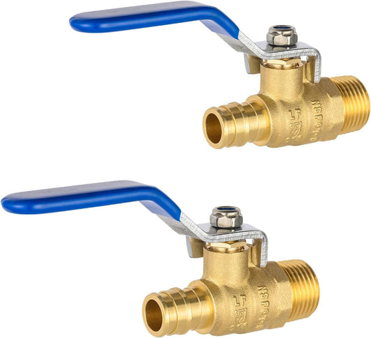 (Pack of 2) Cold Expansion Pex-A 1/2-inch X 1/2 Inch Male MPT Brass Shut-off Ball Valve for Pex-A Pipe V1258-DP02-C-2444