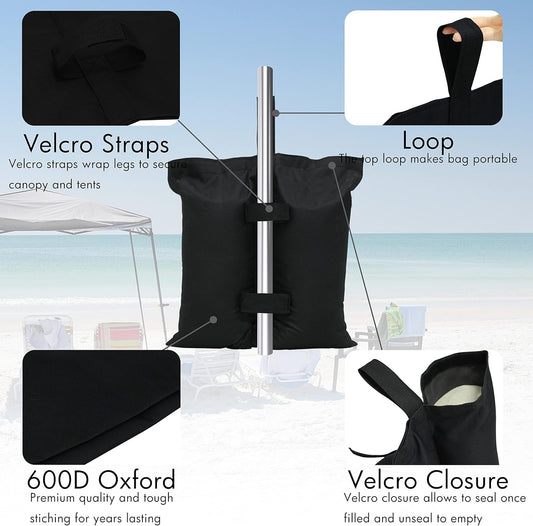 Canopy Weights Sand Bags, Sandbags for Weight, Tent Weight Bags Set of 4 for Camping Canopy, Outdoor Patio V1258-DP02-C-246