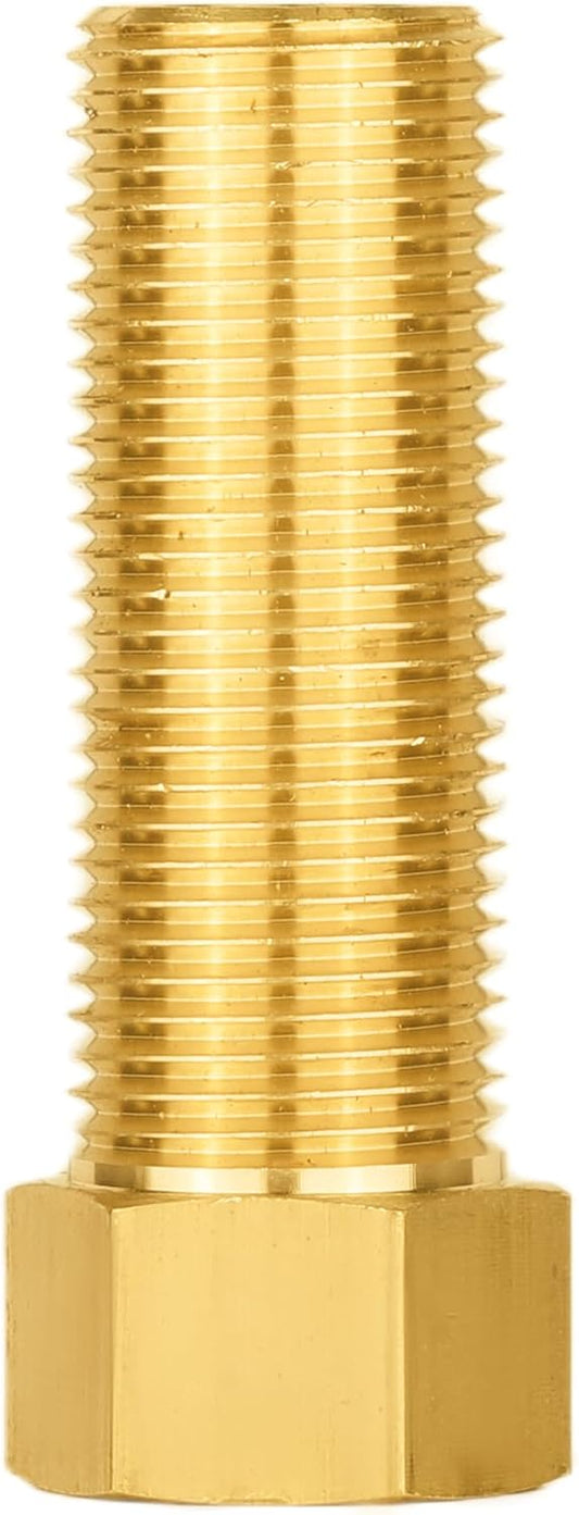 (Pack of 2) 1/2" Male Pipe(NPSM) x 1/2" Female Pipe(NPSF) Extension Brass Fitting Adapter, 70MM Length, Hex V1258-DP02-C-2462