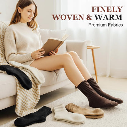 Women's Solid Mid Calf Socks, 2026 New Cozy Soft Comfy Warm Thick Cute Knit Crew Socks Multipack for Fall and V1258-DP02-C-2476