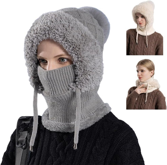 2026 New 3 in 1 Beanie Hat for Women, Upgrade Winter Balaclava Fall Winter Warm Knitted Hat Knitted Ski Scarf V1258-DP02-C-2477