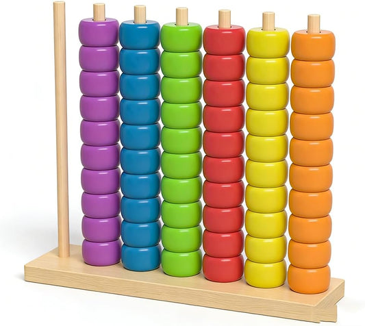 Color Matching Stacking Puzzle Game, 2026 New Fast-Paced Rainbow Ring Stacking Puzzle Game, Upgrade Wooden V1258-DP02-C-2493