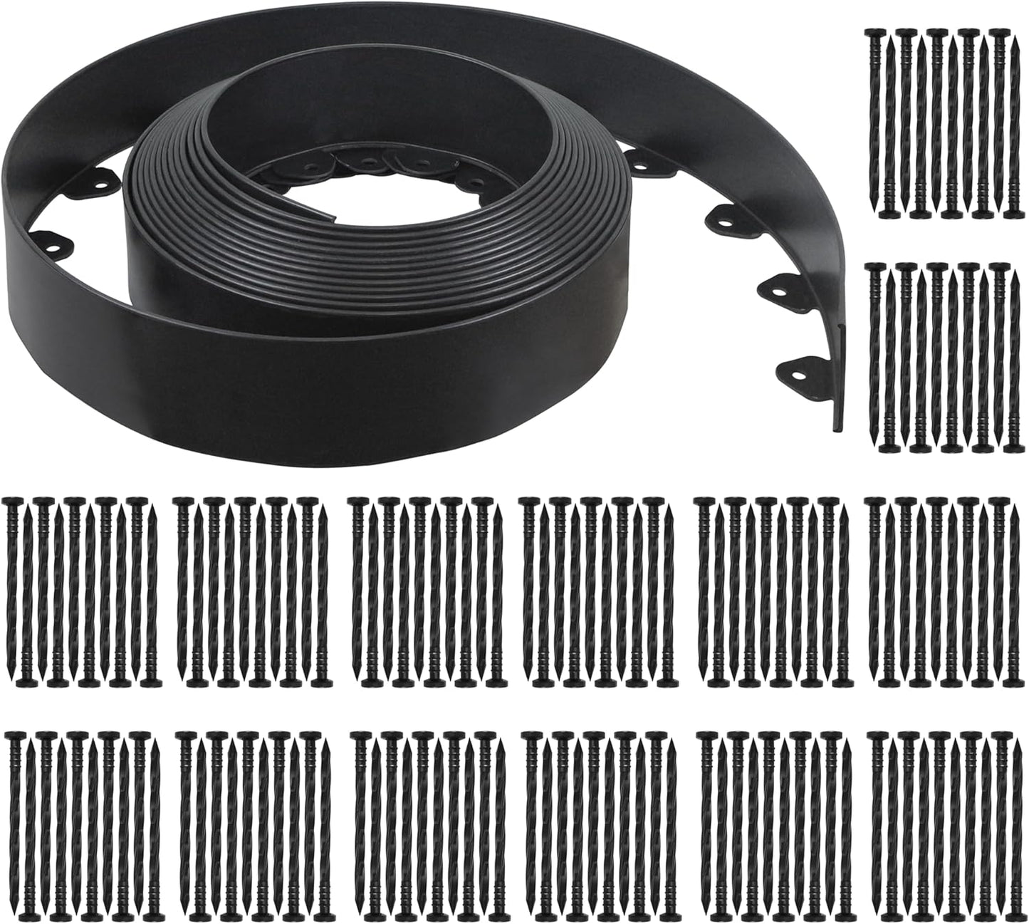 No Dig Landscape Edging Kit, 40-Foot Long, 3-Inch Tall Garden Edging Border and 100 pcs Landscape Edging V1258-DP02-C-250