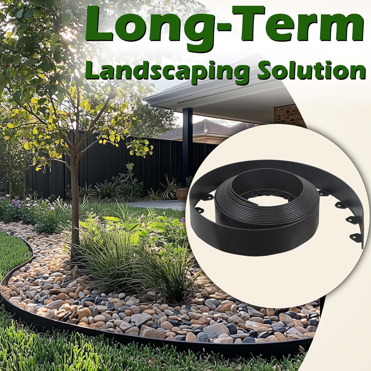 No Dig Landscape Edging Kit, 40-Foot Long, 3-Inch Tall Garden Edging Border and 100 pcs Landscape Edging V1258-DP02-C-250