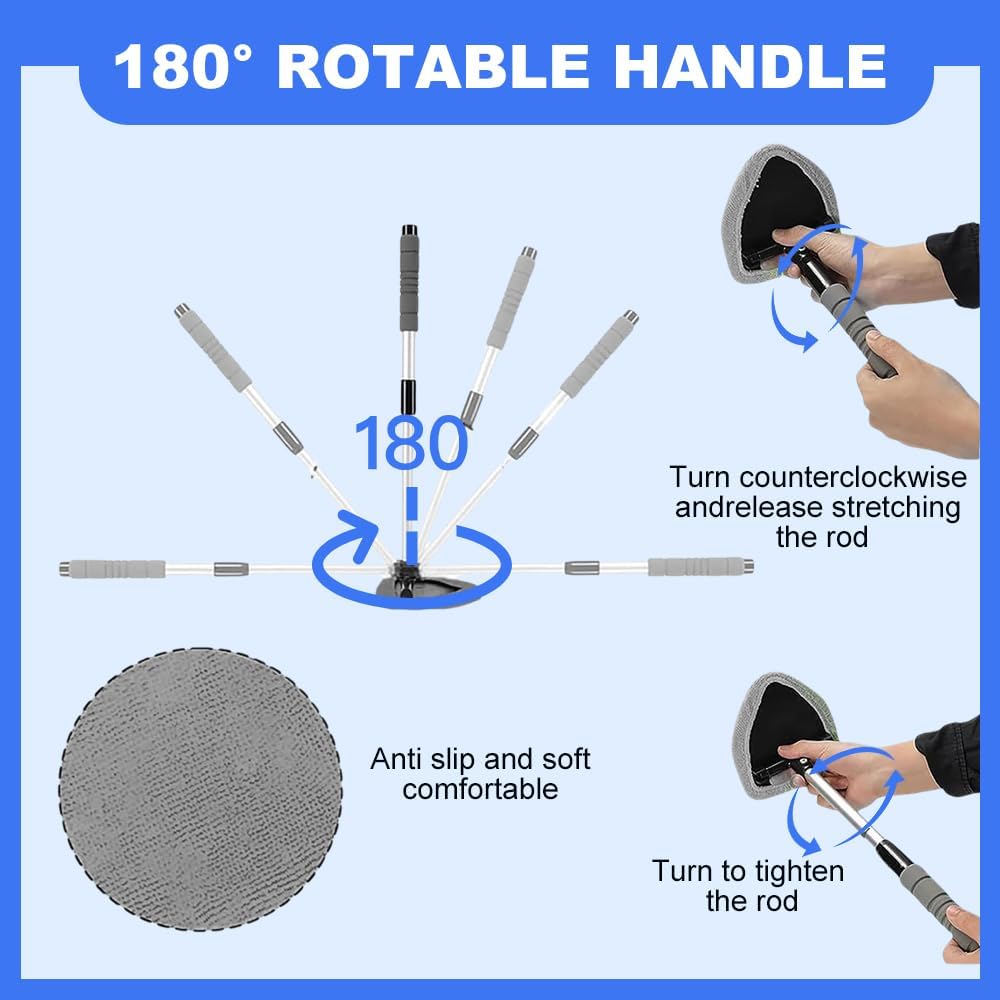 Microfiber Car Windshield Cleaner Tool, 2025 Upgrade Car Window Cleaner Windshield Cleaner Inside Glass Wiper V1258-DP02-C-2505