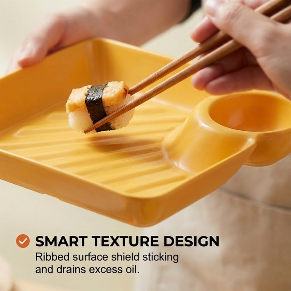 Sauce Separated Plate, 2026 New Plastic Dumpling Plates with Sauce Compartment, Upgrade Dumpling Plate with V1258-DP02-C-2506