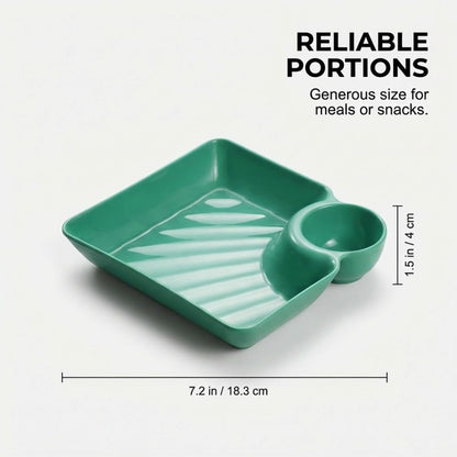 Sauce Separated Plate, 2026 New Plastic Dumpling Plates with Sauce Compartment, Upgrade Dumpling Plate with V1258-DP02-C-2506