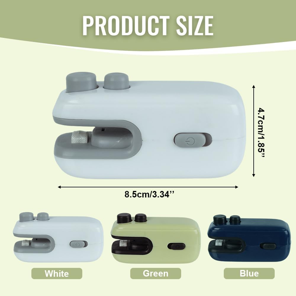 Mini Bag Sealer, 4 in 1 Bag Cutter and Sealer, USB Rechargeable, Portable, Blue V1258-DP02-C-2507