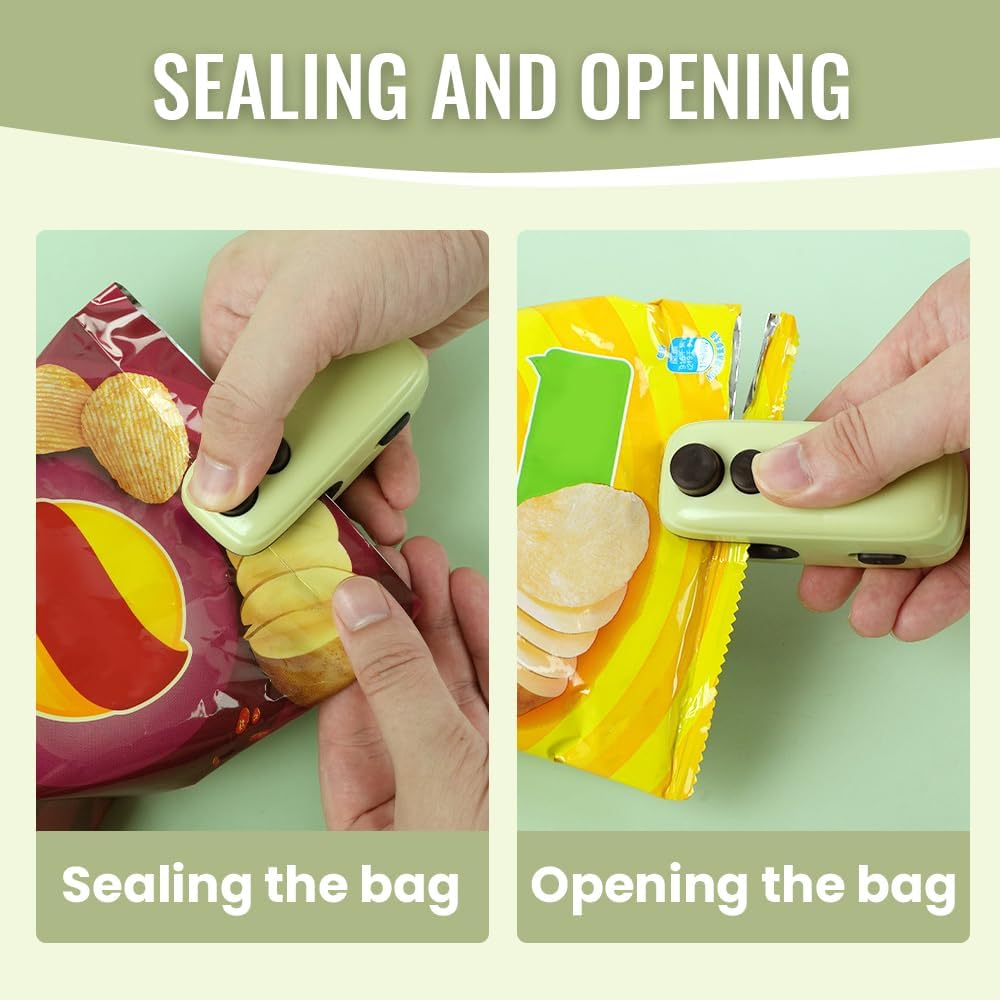 Mini Bag Sealer, 4 in 1 Bag Cutter and Sealer, USB Rechargeable, Portable, Blue V1258-DP02-C-2507