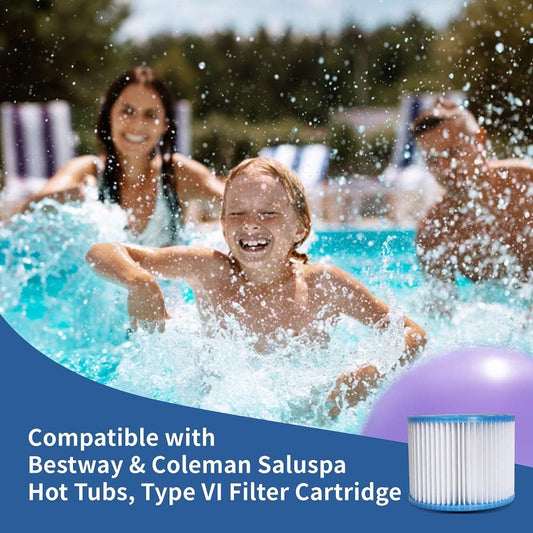 Hot Tub Filter Cartridge Size VI for Bestway, Lay-Z-Spa, Coleman SaluSpa 90352E 58323, 6 Pack V1258-DP02-C-251