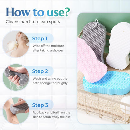 2026 New Magic Exfoliating Bath Sponge, Upgrade 3D Super Soft Exfoliating Bath Sponge Skin Friendly Reusable, V1258-DP02-C-2515