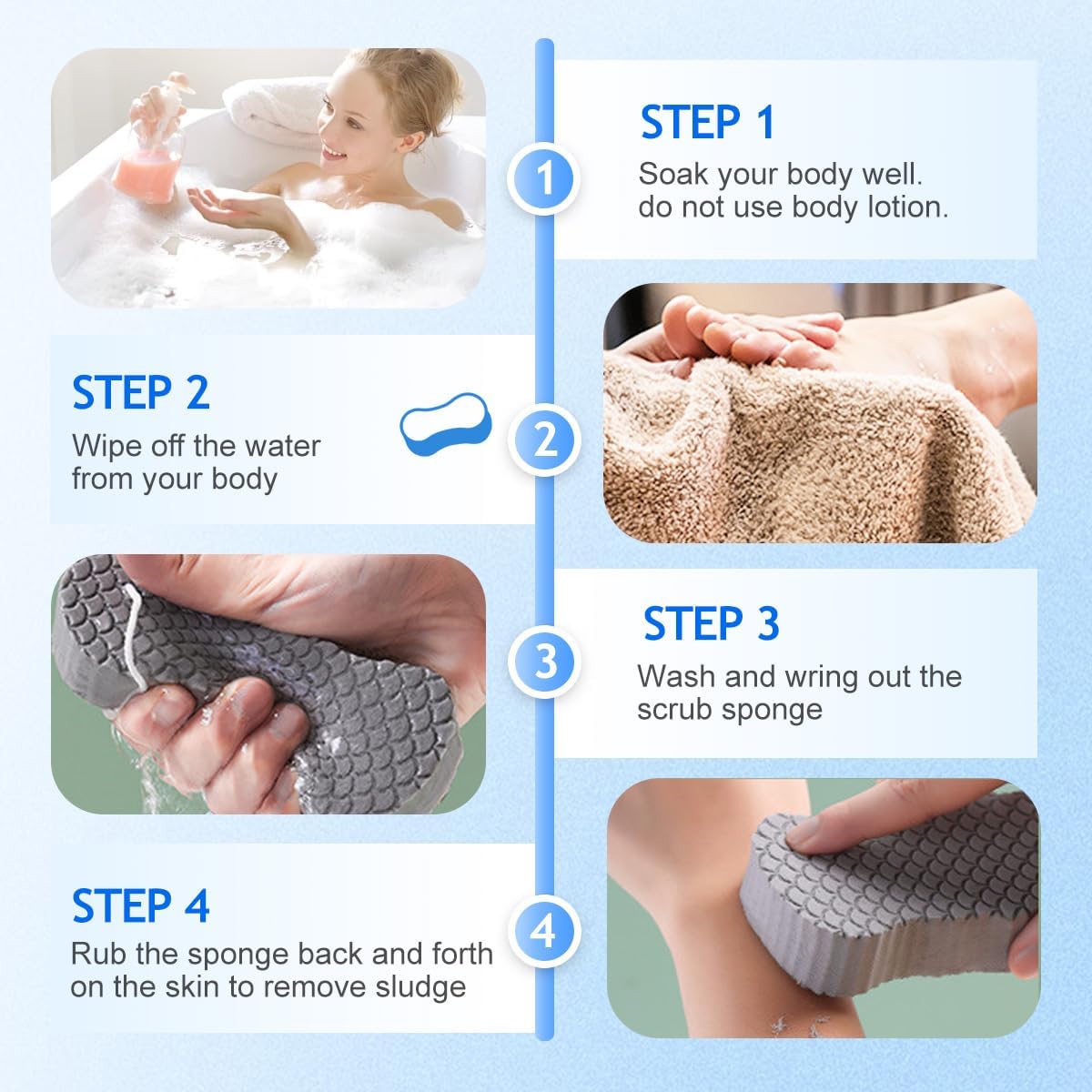 2026 New Magic Exfoliating Bath Sponge, Upgrade 3D Super Soft Exfoliating Bath Sponge Skin Friendly Reusable, V1258-DP02-C-2515