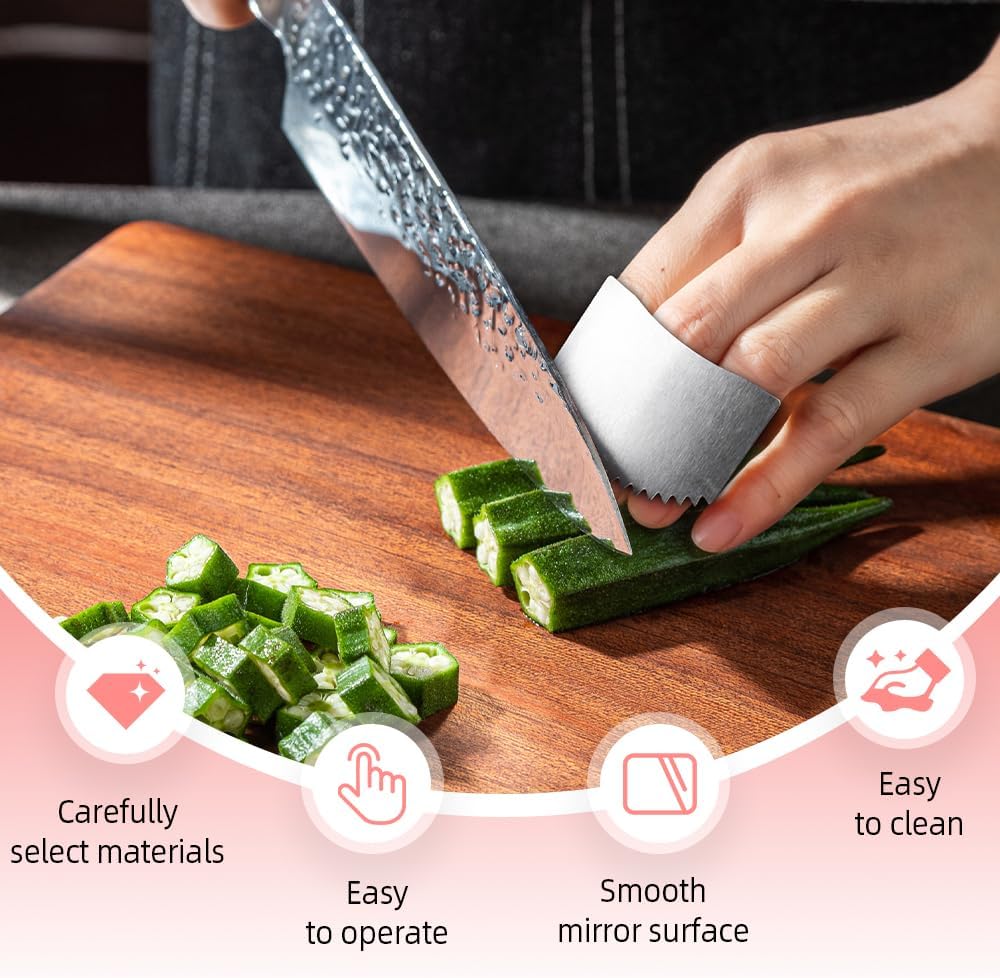 Stainless Steel Cutting Finger Guard, 2025 New Stainless Steel Finger Protector for Cutting, Upgrade V1258-DP02-C-2519