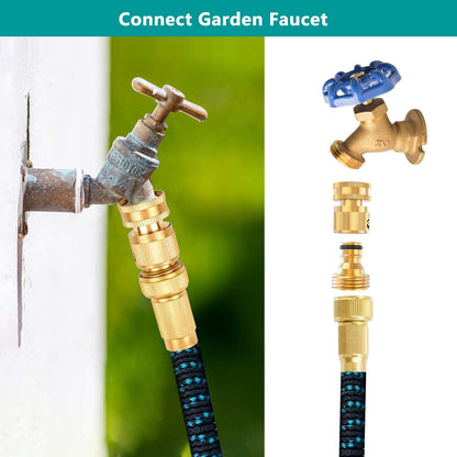 Garden Hose Quick Connector, Solid Brass 3/4 Inch Thread Fitting No-Leak Water Hose Female and Male Easy V1258-DP02-C-252