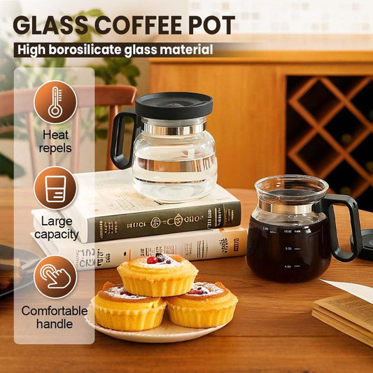 16 Oz Glass Coffee Mug Coffee Pot Style, 2025 New Mini Heatproof Large Capacity Clear Cup Mini Coffee Pot V1258-DP02-C-2523