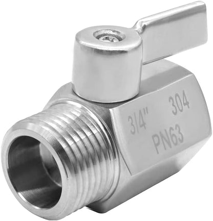 Stainless Steel 3/4" Shut Off Valve GHT Thread Garden Hose Heavy Duty Connector V1258-DP02-C-2533