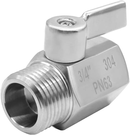 Stainless Steel 3/4" Shut Off Valve GHT Thread Garden Hose Heavy Duty Connector V1258-DP02-C-2533